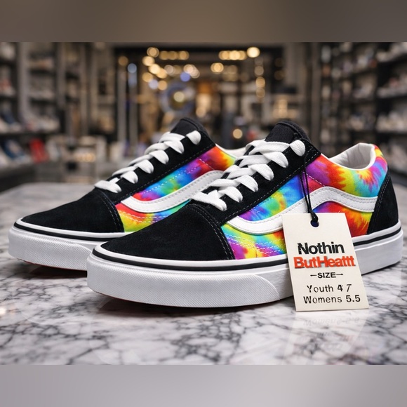 Vans Shoes - Vans Old Skool Tie Dye Black Rainbow Skate Shoes Women’s 5.5